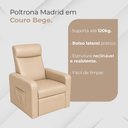 Ver imagem 2 de Poltrona do Papai Madrid em Couro Decorativa Moderna Reclinável para Sala Bege