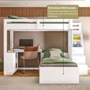 Ver mais imagens de Beliche Office Adulto Moon com Escrivaninha em L Nichos e Escada 2 Portas e 2 Gavetas Yescasa Branco