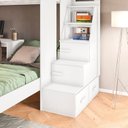 Ver imagem 2 de Beliche Office Adulto Moon com Escrivaninha em L Nichos e Escada 2 Portas e 2 Gavetas Yescasa Branco