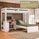 Ver imagem 7 de Beliche Office Adulto Moon com Escrivaninha em L Nichos e Escada 2 Portas e 2 Gavetas Yescasa Branco