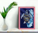 Ver imagem 1 de Quadro Decorativo Tartaruga Abstrata +vidro 33x25 Escritório:rosa
