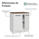 Ver imagem 3 de Balcão de Cozinha 70 cm 2 Portas Branco Tampo Rustic Agata Madesa