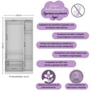 Ver imagem 3 de Guarda-roupa Infantil 92cm com Vidro 3 Portas e 2 Gavetas Brisa Multimóveis Mp4425 Branco