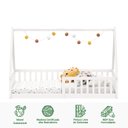 Ver imagem 3 de Cama Infantil Madeira Branco Grade Montessori Casinha de Chão Nicolas Idimex