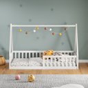 Ver imagem 2 de Cama Infantil Madeira Branco Grade Montessori Casinha de Chão Nicolas Idimex
