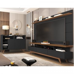 Conjunto para Sala de Estar com Rack, Painel para TV Aparador Buffet Móveis Germai