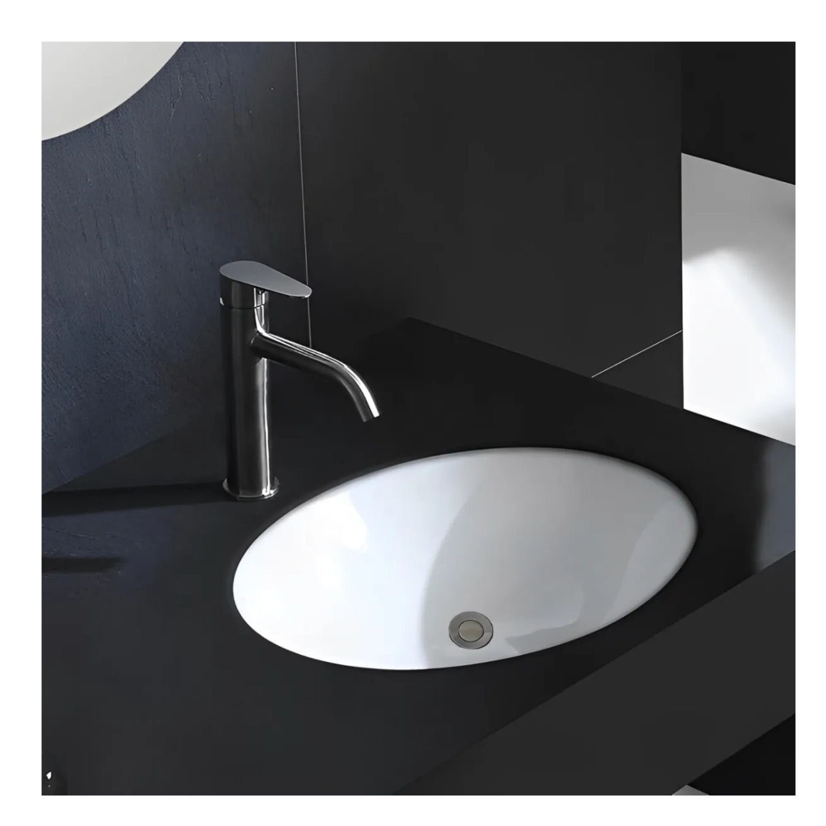 Cuba de Embutir de Cerâmica Oval - 450x360x165 Branco Docol - 2