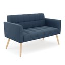Ver mais imagens de Kit 1 Sofá Namoradeira e 2 Poltronas Elisa Suede Pés Palito Natural - D'Rossi Cor Azul Marinho