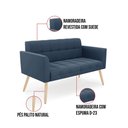 Ver imagem 5 de Kit 1 Sofá Namoradeira e 2 Poltronas Elisa Suede Pés Palito Natural - D'Rossi Cor Azul Marinho
