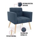 Ver imagem 2 de Kit 1 Sofá Namoradeira e 2 Poltronas Elisa Suede Pés Palito Natural - D'Rossi Cor Azul Marinho