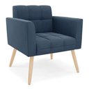 Ver imagem 6 de Kit 1 Sofá Namoradeira e 2 Poltronas Elisa Suede Pés Palito Natural - D'Rossi Cor Azul Marinho