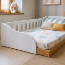 Ver imagem 6 de Cama Infantil de Chão Montessoriana Solteiro com Proteção Lateral BCA32 Cor Branco/Mel - BRV Móveis