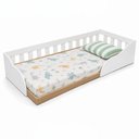 Ver imagem 4 de Cama Infantil de Chão Montessoriana Solteiro com Proteção Lateral BCA32 Cor Branco/Mel - BRV Móveis