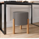 Ver imagem 3 de Kit 2 Puffs Decorativo Redondo Banqueta Sala Quarto Escritório Pés Madeira Zuppy - Cinza Linho