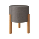 Ver imagem 5 de Kit 2 Puffs Decorativo Redondo Banqueta Sala Quarto Escritório Pés Madeira Zuppy - Cinza Linho