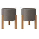 Ver imagem 2 de Kit 2 Puffs Decorativo Redondo Banqueta Sala Quarto Escritório Pés Madeira Zuppy - Cinza Linho