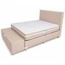 Ver imagem 1 de Kit Cama Box Casal Baú com Cabeceira e Recamier Molas Bonnel Espuma D28 Bege Galeria Das Camas