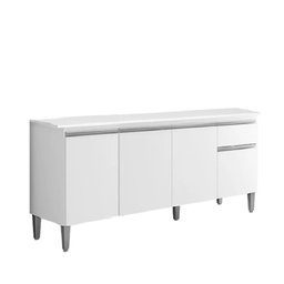 Balcão 4 Portas 1 Gaveta Tatiane 150m com Tampo Mdp Branco - Ajl - 1 Balcão 4 Portas 1 Gaveta Tatiane 150m com Tampo Mdp Branco - Ajl - 1