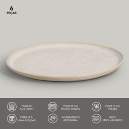 Jogo 6 Pratos Rasos Bio Latte Porto Brasil - 4
