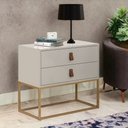 Ver imagem 2 de Móvel de Luxo Lançamento Kit Mesa de Cabeceira Off/dourado