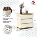 Ver imagem 3 de Mesa de Cabeceira Mini Cômoda 3 Gavetas para Quarto:offwhite/freijó