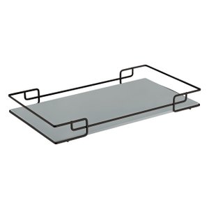 Bandeja Multiuso Hara Luana Tampo Couríssimo Cinza 30x40 Cm:Preta
