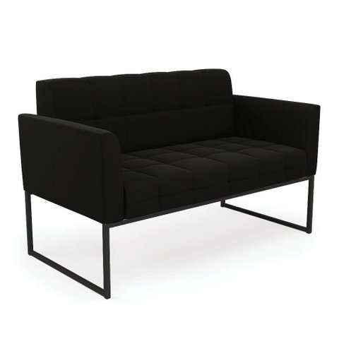 Sofá Namoradeira Elisa Suede Base Metálica Industrial Preto - D'Rossi Cor Preto