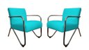 Ver imagem 1 de Kit 2 Poltronas Decorativa Bela Suede Azul Tifany Braço Cromado Mz Decor