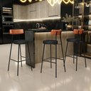 Ver imagem 2 de Kit 04 Banquetas Alta Bar Cozinha Sala De Jantar Milão L02 Couríssimo Camel Preto - Lyam Decor