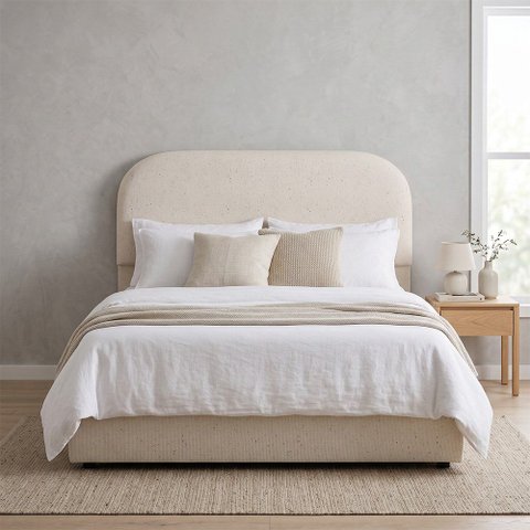 Cabeceira Lanna Orgânica Design Sofisticado para Cama Box Casal 140cm em Linho Cru