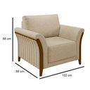 Ver imagem 4 de Kit 2 Poltronas Decorativas Sala de Estar 102cm Pés Madeira Roya M22 Linho Bege - Mpozenato