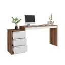 Ver imagem 1 de Mesa Escrivaninha de Escritório 3 Gavetas 177 x 78 Cm MDP Castanho Branco - BBS