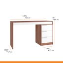 Ver imagem 6 de Mesa Escrivaninha de Escritório 3 Gavetas 177 x 78 Cm MDP Castanho Branco - BBS