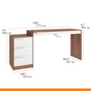 Ver imagem 5 de Mesa Escrivaninha de Escritório 3 Gavetas 177 x 78 Cm MDP Castanho Branco - BBS