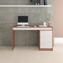Ver imagem 3 de Mesa Escrivaninha de Escritório 3 Gavetas 177 x 78 Cm MDP Castanho Branco - BBS