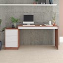 Ver imagem 2 de Mesa Escrivaninha de Escritório 3 Gavetas 177 x 78 Cm MDP Castanho Branco - BBS