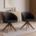 Ver imagem 2 de Kit com 2 Poltronas Virgínia com Base Giratória em Madeira Castanho – Exclusiva Courino Durango Pret