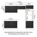 Ver imagem 3 de Cozinha Completa Madesa Lux 270001 com Armário e Balcão Branco/Preto Cor:Branco Preto