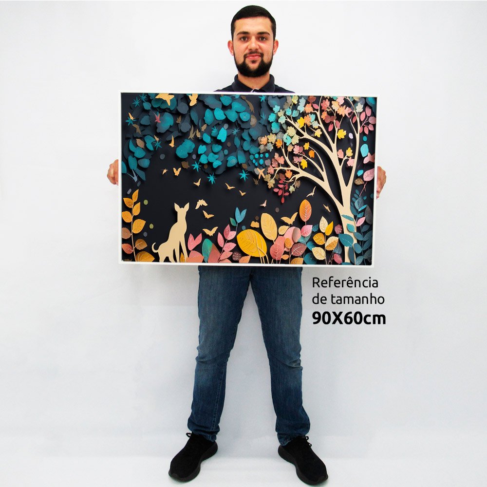 Quadro Decorativo Floral Luxo Aquarela Em Moldura Caixa Tacolado