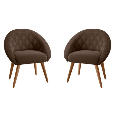 Conjunto Poltrona para Sala de Recepção Celina Inca Marrom