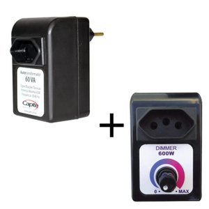 Dimmer controlador de velocidade + Auto transformador 60VA bivolt manual 110V/220V Capte