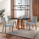 Ver imagem 1 de Conjunto Sala de Jantar Mesa Floripa Madeira Maciça 140x80cm Tampo Retângular Vidro Preto com 4 Cade