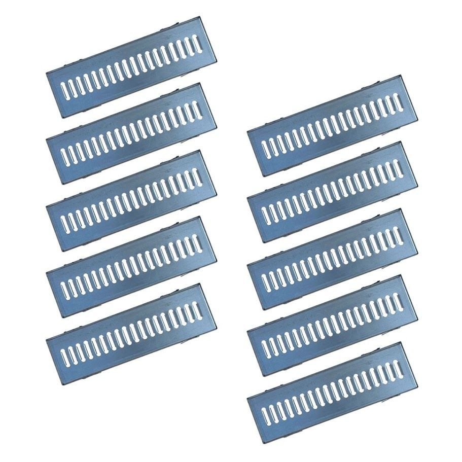 Kit 10 Ralo Grelha Linear e Caixilho Aço Galvanizado 15x50cm