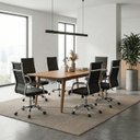 Ver imagem 1 de Kit 7 Peças com Mesa de Reunião e 6 Cadeiras de Escritório com Rodízio Florença Espresso Móveis Marrom/Cinamomo/Preto