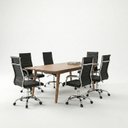 Ver imagem 2 de Kit 7 Peças com Mesa de Reunião e 6 Cadeiras de Escritório com Rodízio Florença Espresso Móveis Marrom/Cinamomo/Preto