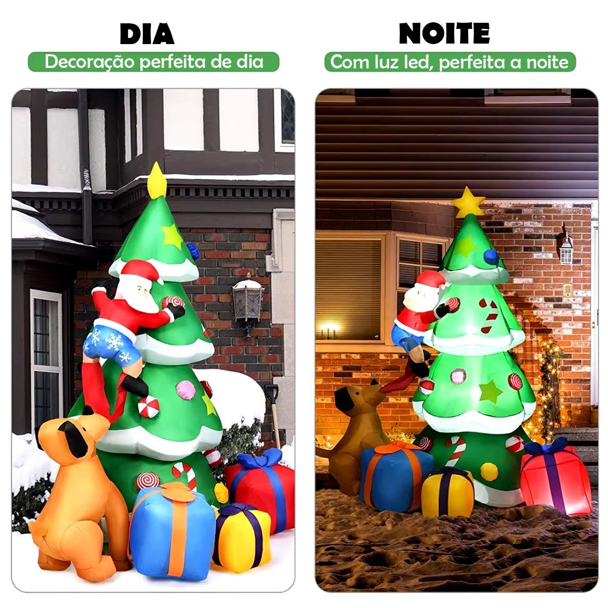 Arvore Natal Inflavel Natalino Presentes Papai Noel Grande Caozinho Cachorro Enfeite Loja Decoraçao  - 5