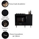 Ver imagem 3 de Balcão para Cooktop 1,05m 4 Bocas 1 Nicho com 1 Porta e Gaveta Turim Preto