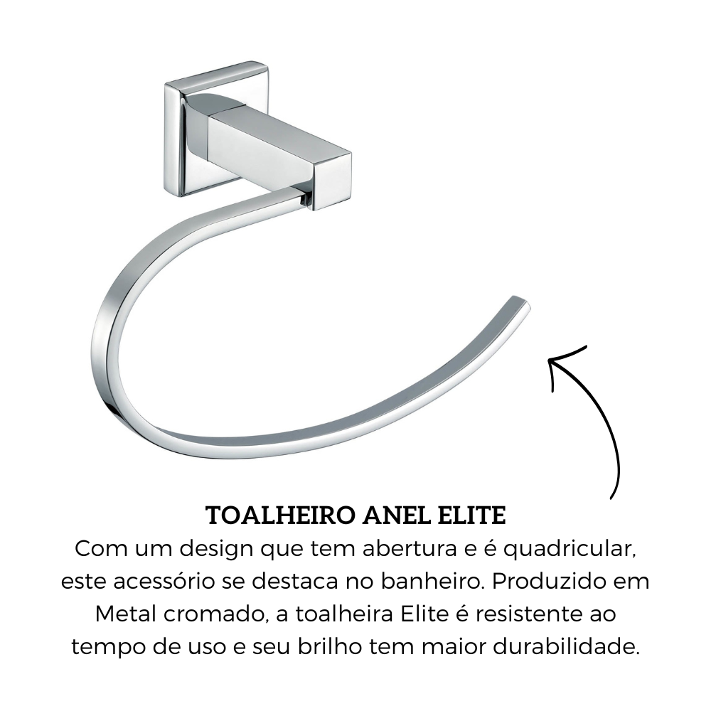 Toalheiro Anel Cromado Elite Celite - 4