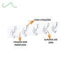 Ver imagem 2 de Gancho De Parede Adesivos 5 Posições Pendurar Roupas Chaves