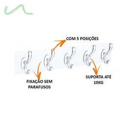 Gancho De Parede Adesivos 5 Posições Pendurar Roupas Chaves - 2